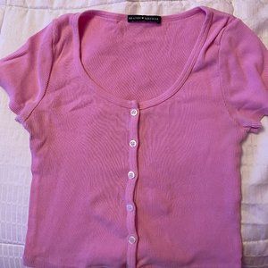 brandy melville pink button up shirt